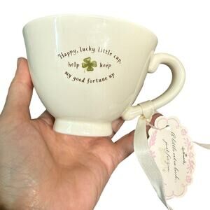 Hallmark Lucky Charm 4 Leaf Clover Teacup Good Fortune Mug Ceramic‎ Coffee Cup